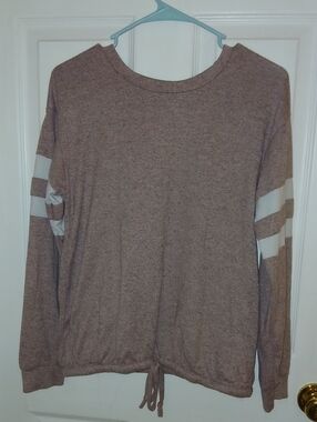 Casual Drawstring Pullover with White Sleeve Stripes